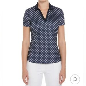 PGA Tour Navy Star Print Women's Polo Shirt Size XL